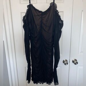 Elegant Off The Shoulder Black Ruched Dress